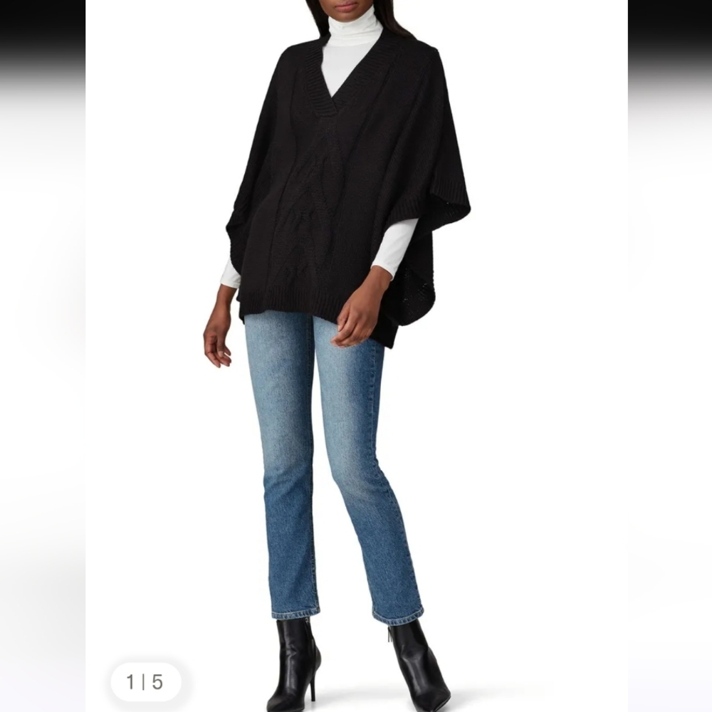 Kaufman Franco Black Slouchy Cable Knit Sweater